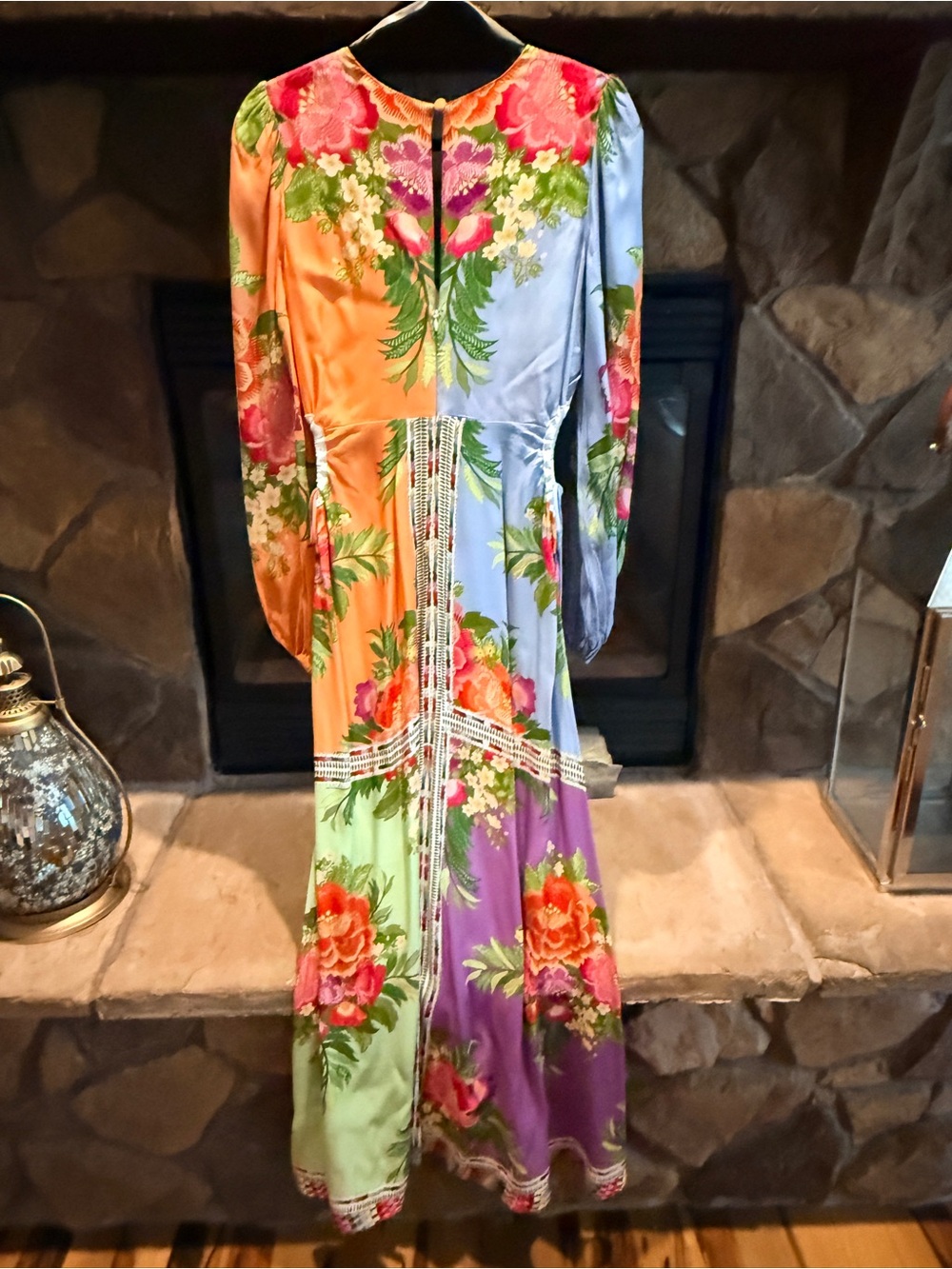 FARM Rio Patchwork Floral Maxi Dress in Blue, Coral, Lavender, Green - Picture 4 of 10